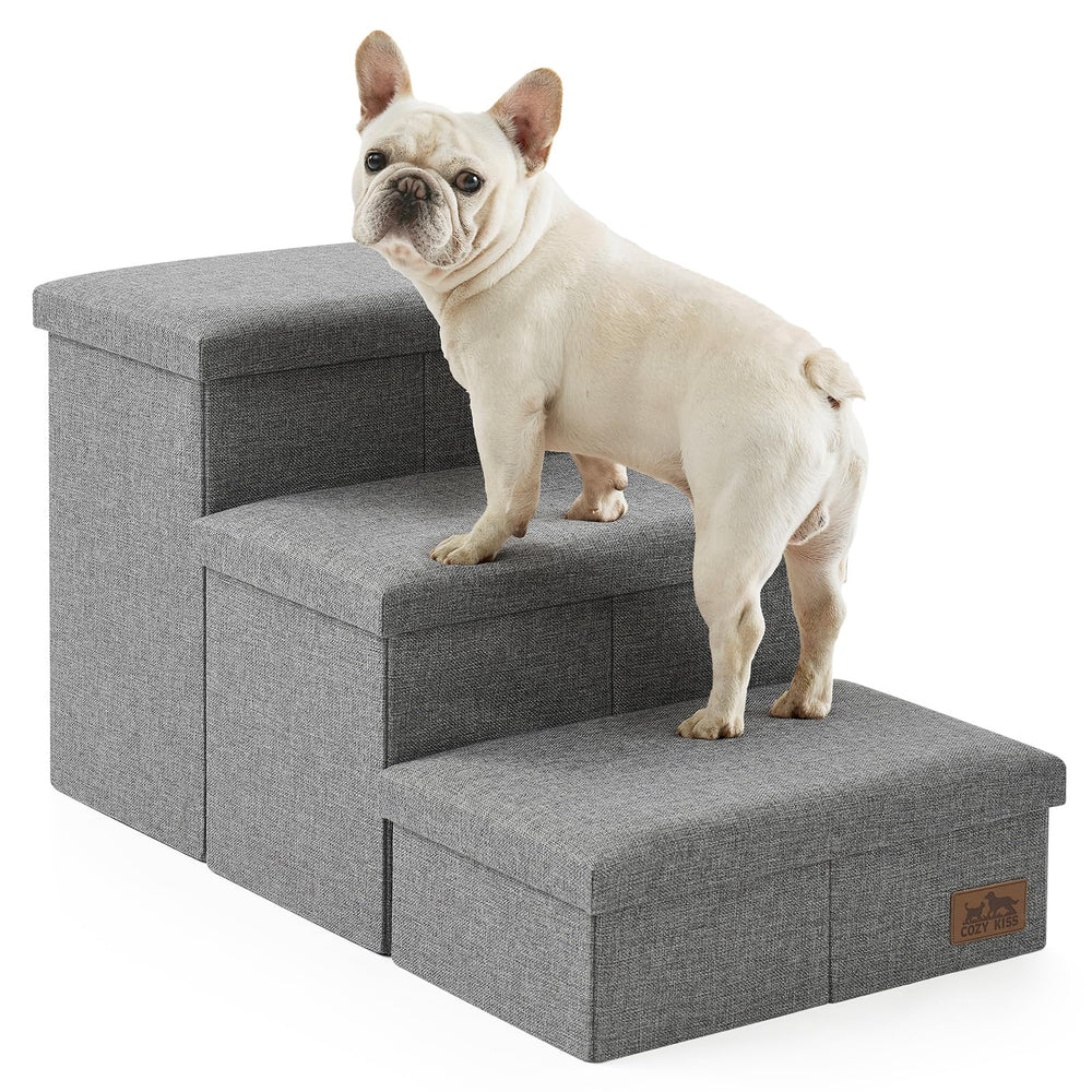 COZY KISS escaleras para perros con almacenamiento, ayudan a subir a la cama
