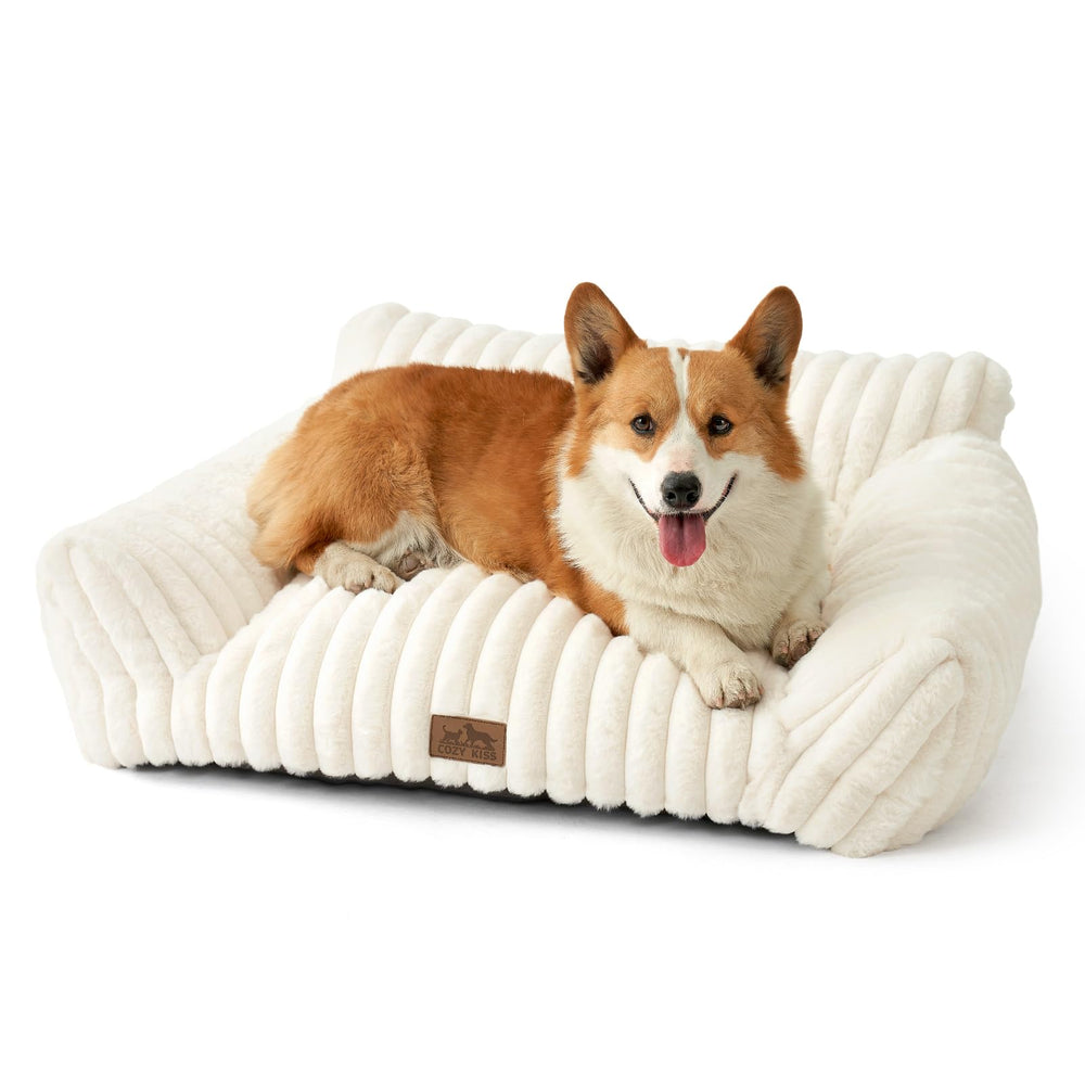 COZY KISS Sillón Gato: nube de pelo crema para dormir cálido y cómodo.