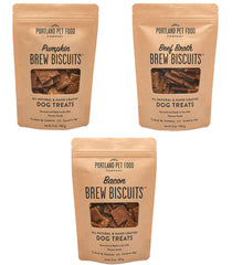 Pack Brew Biscuit de Portland Pet Food Company, galletas naturales para perros, mezcla de sabores.