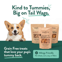 CRAFTED BY HUMANS merienda sin granos para perros, apta para estómagos sensibles.