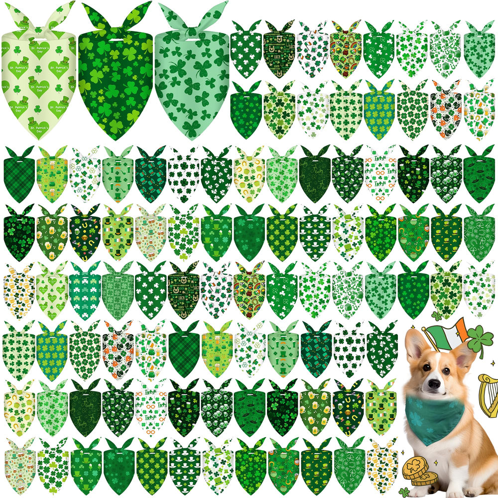 Cresue pañuelos-bandana para perro con Día de San Patricio, 100 piezas, variedad festiva para peluquerías caninas