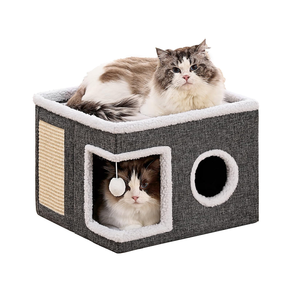 Crispedia cama gato interior cueva gris, refugio cómodo para siestas tranquilas.