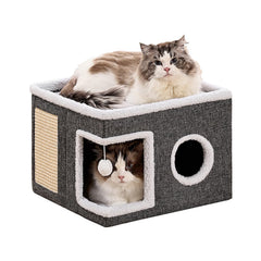 Crispedia cama gato interior cueva gris, refugio cómodo para siestas tranquilas.