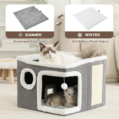 Crispedia casa-gatos almohadilla-reversible gris: suave para invierno y fresco para verano.