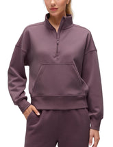 CRZ YOGA SoftAura sudadera con media cremallera, vista frontal para entrenos ligeros.