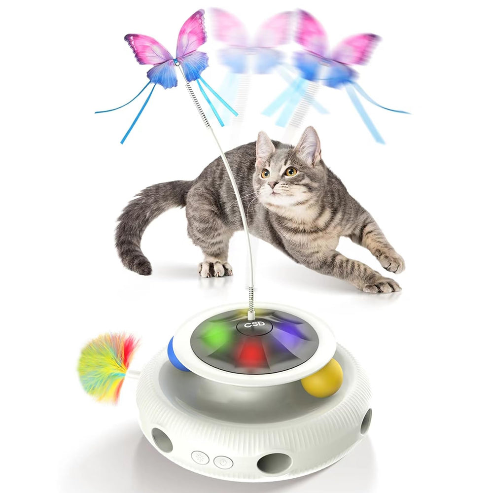 CSD Juguete automático para gatos con mariposa flotante, estimula caza y juego.