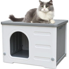 CSQOO casa-gato plástico exterior, refugio resistente para uso exterior