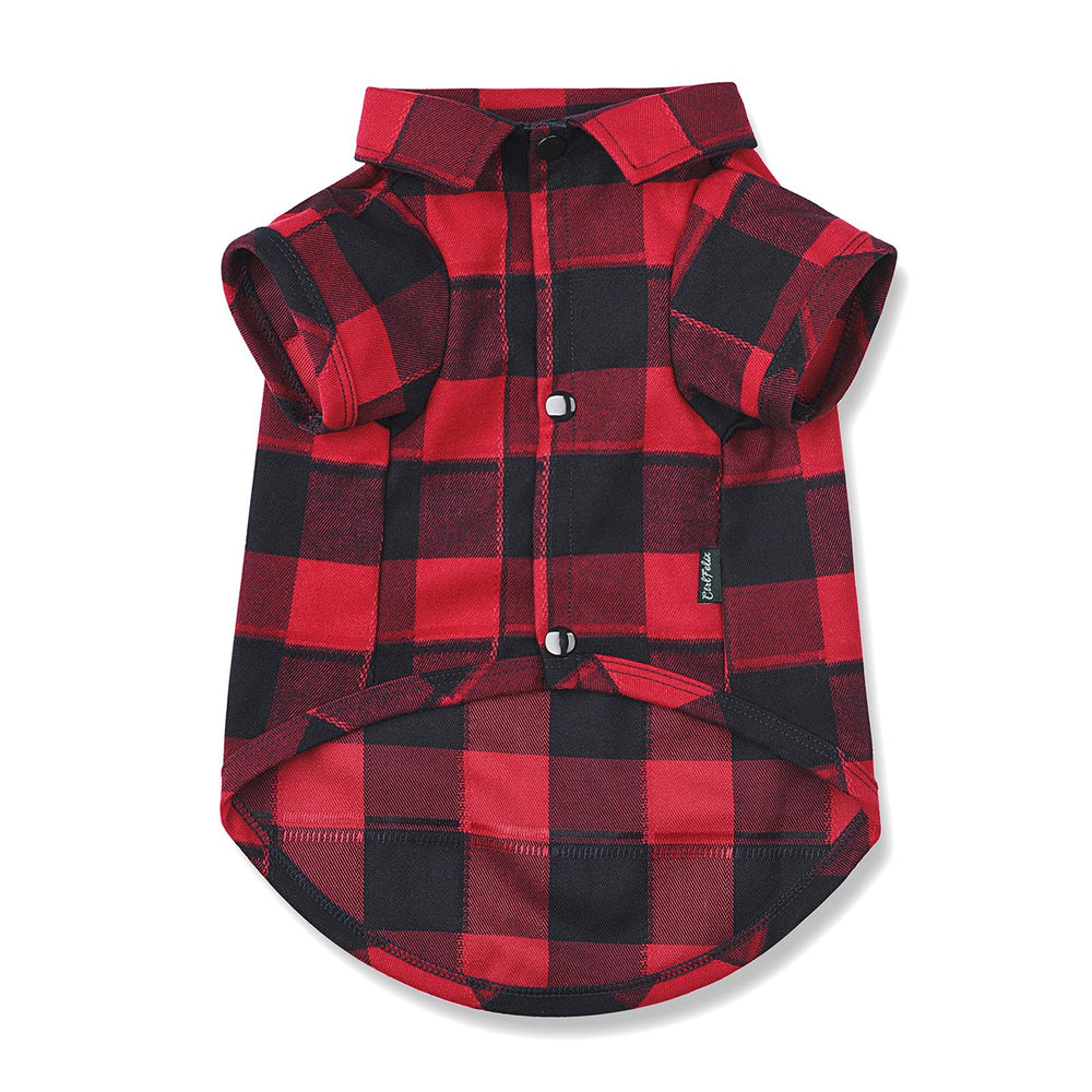 CtilFelix camisa para perro con cuadros rojos, tela suave y transpirable para uso diario.