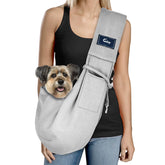 Cuby bolsa bandolera para perros y gatos, vista frontal para paseos cómodos.