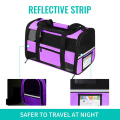 CUSSIOU transportín con cinta reflectante y bolsillos para accesorios.
