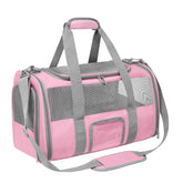 Transportín CUSSIOU para mascotas rosa gris en avión, ventilación adecuada