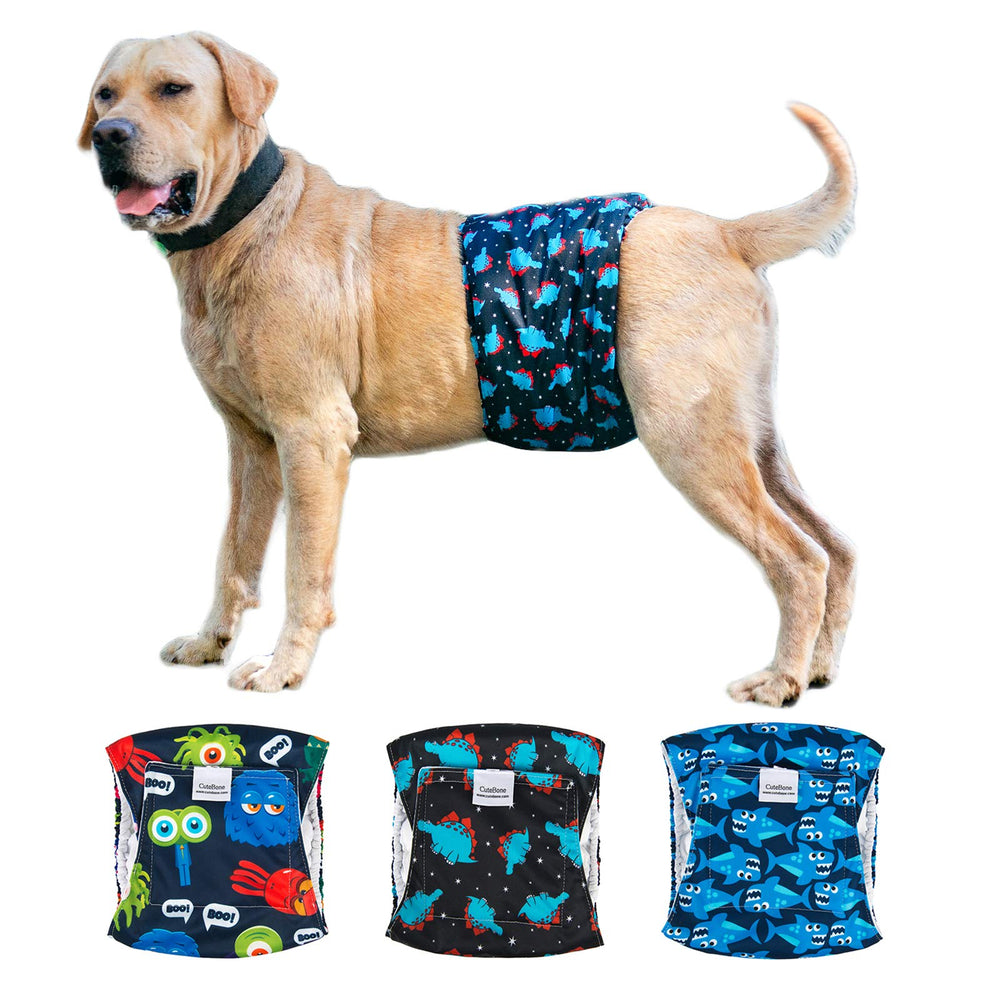 CuteBone bandas-panza-perro-macho-lavables: ajuste cómodo para paseos limpios.