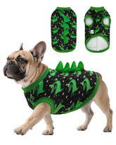 CuteBone dinosaurio: camisa para perro, enfoque en pulóver suave para paseos cómodos.