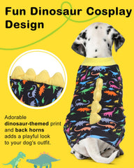 CuteBone Pijamas Dinosaurio para perro, dorso, diseño lúdico para sesiones de fotos.