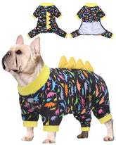 CuteBone Pijamas Dinosaurio para perro, frente, comodidad para paseos diarios.