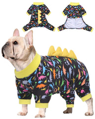 CuteBone Pijamas Dinosaurio para perro, frente, comodidad para paseos diarios.