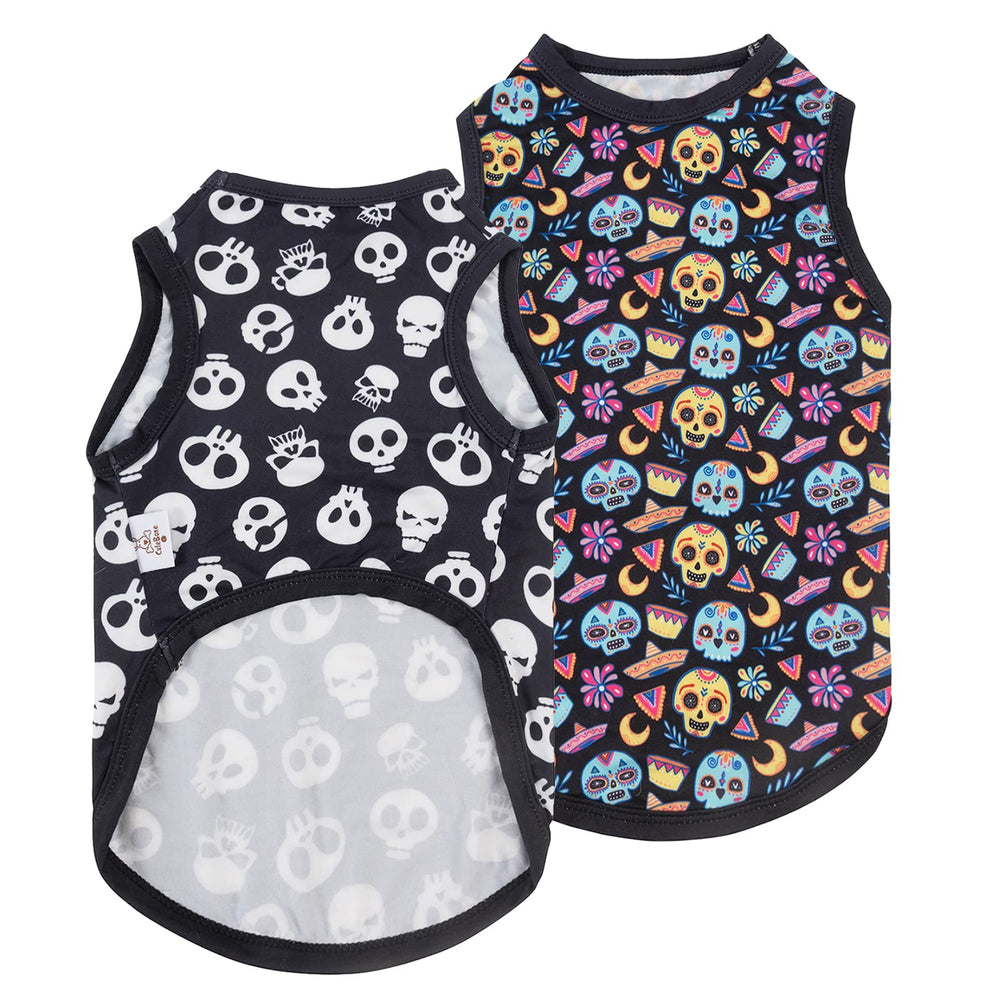 CuteBone camiseta Halloween para perro 2-pack, frente visible para paseos.