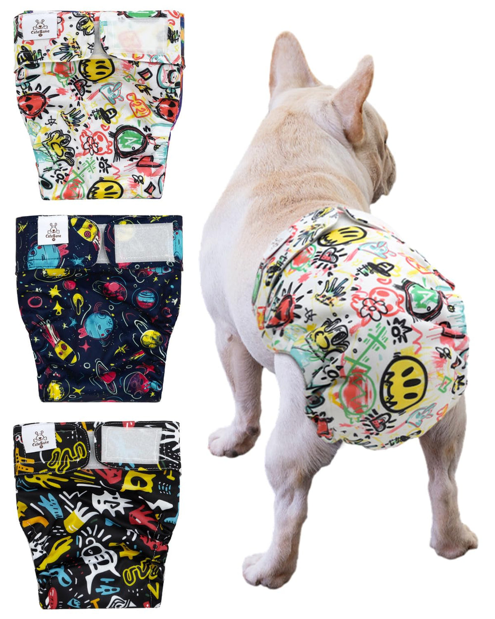 Pañales CuteBone para perros femeninos sin hueco de cola, evitan fugas y derrames.