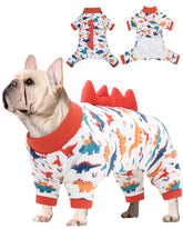CuteBone Pijama Dinosaurio para Perro, vista frontal, cómodo para paseos diarios.