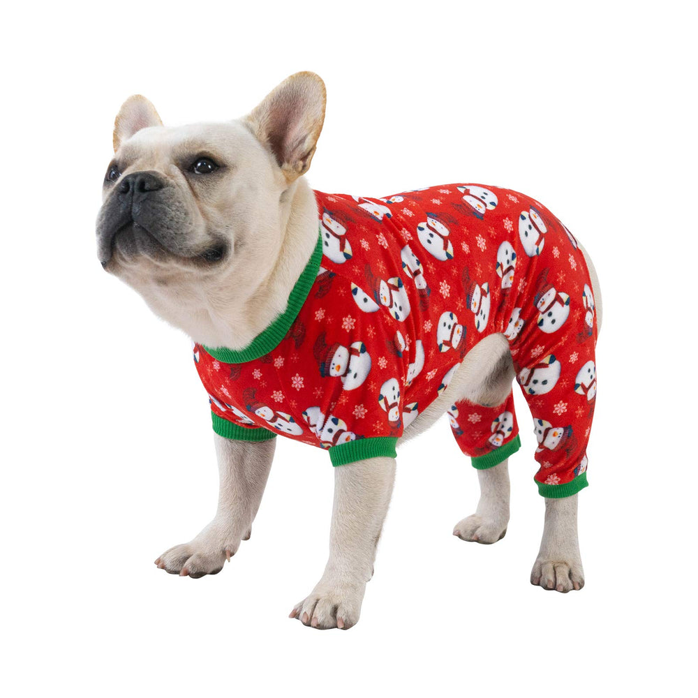 Pijama navideño de CuteBone para perro, vista frontal, ideal para sesiones festivas.