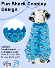 CuteBone Pijama tiburón para perro, vista lateral para comodidad y movimiento suave.