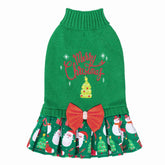 CuteBone sueter navideno verde para perro con cuello alto, ideal para paseos fríos y fotos.