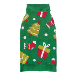 CuteBone suéter navideño verde para perro pequeño con diseño de árbol, ideal para fotos.