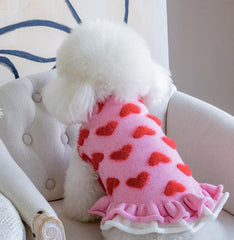 CuteBone suéter para perros rosa, detalle de volantes para un look adorable.