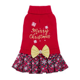 CuteBone suéter navidad para perro con lazo brillante, ideal para fiestas y clima frío.