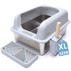 CVG GOODS XL caja de arena para gatos, amplia y duradera para hogares con varios felinos.