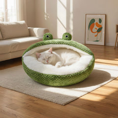 CWV cama gato cueva rana: ideal para fotos divertidas y descanso cómodo.