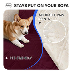 CYCMACO cobertor-sofa-perro lavable burdeos: limpieza rápida y pelusa reducida