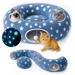 Cycodo túnel para gatos, cueva en dona suave para juego.