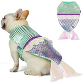 cyeollo disfraz sirena para perro, brillos visibles en vista frontal.