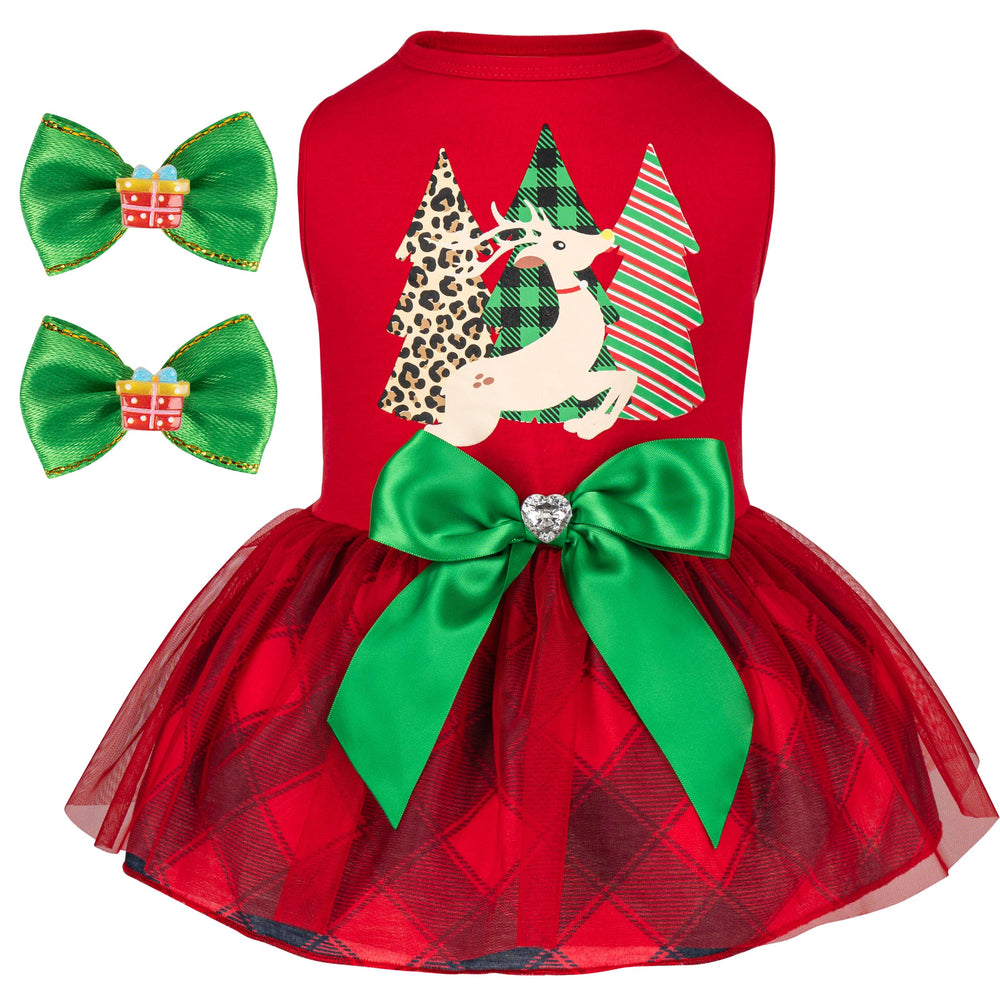 Cyeollo Vestido navideño para perro XXL, vista frontal; cómodo para sesiones festivas.