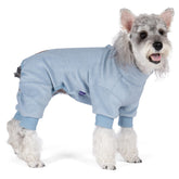 Pijama cyeollo azul claro visto frontal, abriga al perro