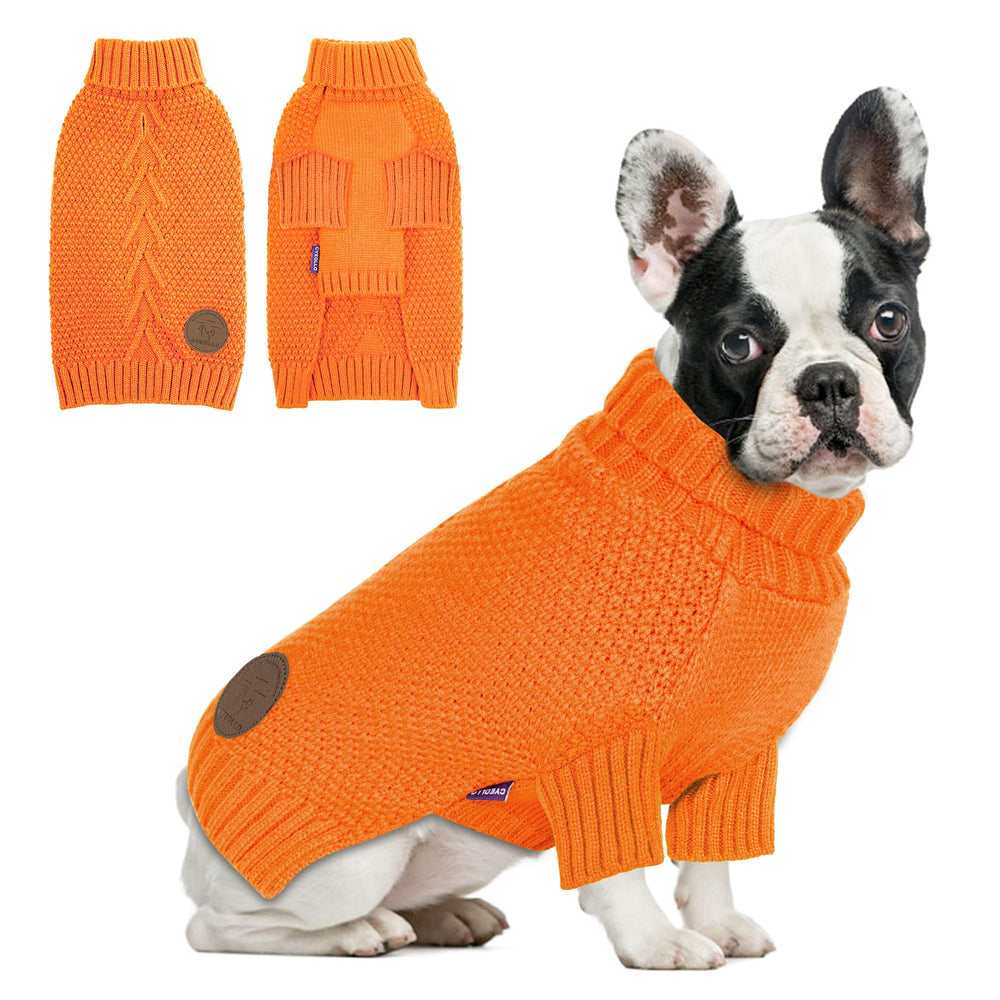 cyeollo sudadera para perros con cuello alto naranja, ideal para días fríos.