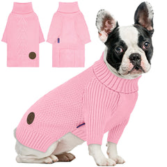 cyeollo suéter cuello alto rosa para perro, mantiene el calor en paseos fríos