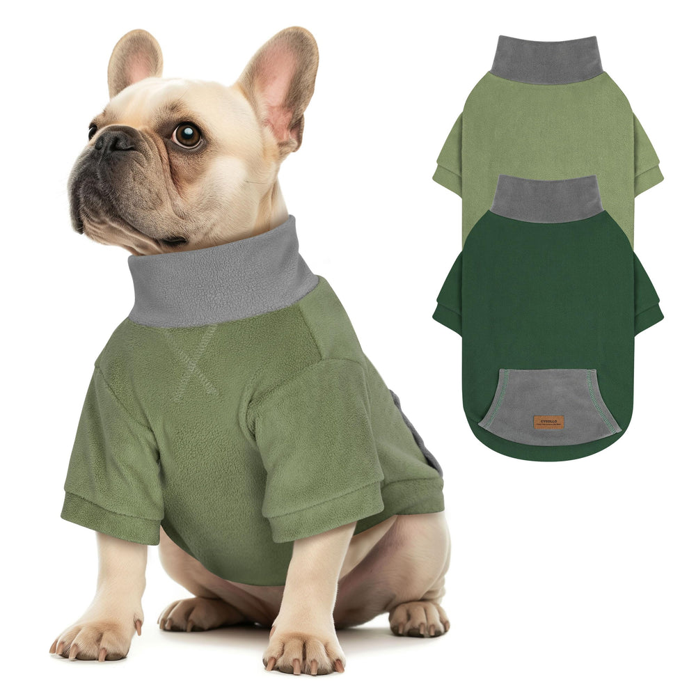 cyeollo sudadera para perro vista frontal verde, abrigando durante paseos