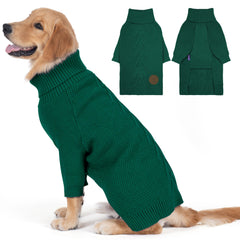 cyeollo sudadera para perros grandes con cuello alto verde, ideal para paseos fríos.