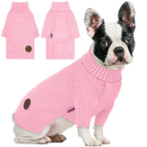 Cyeollo suéter perro cuello alto rosa, ideal para mantener al perro cálido.