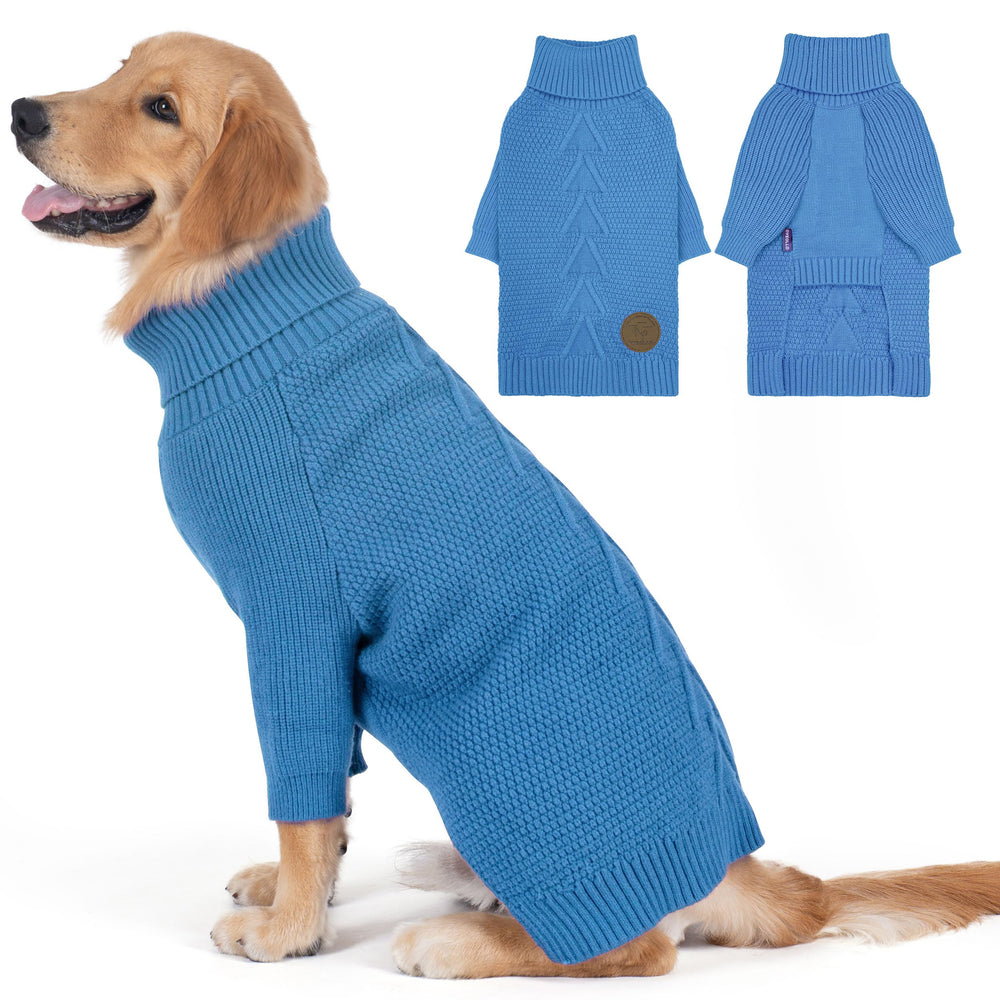 cyeollo suéter para perro grande 2xl azul frente, cómodo para paseos fríos