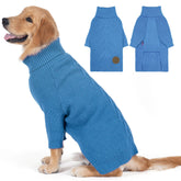 cyeollo suéter para perro grande 2xl azul frente, cómodo para paseos fríos