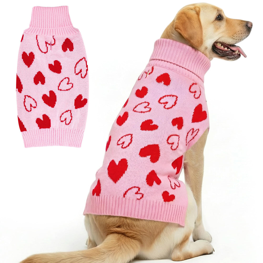 Suéter de cyeollo para perro con corazones, ideal para paseos fríos