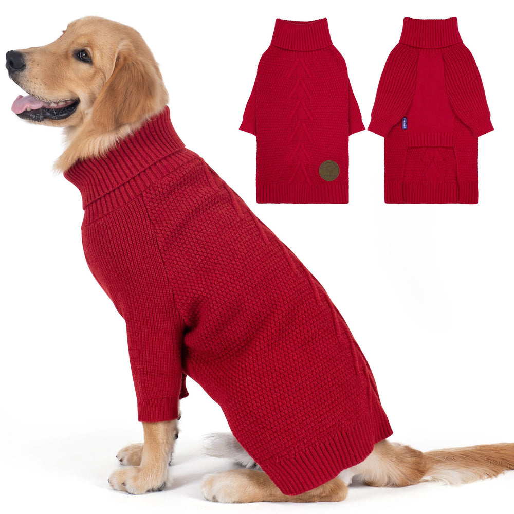 Cyeollo sueter navidad para perro grande con cuello tortuga, cálido y cómodo.