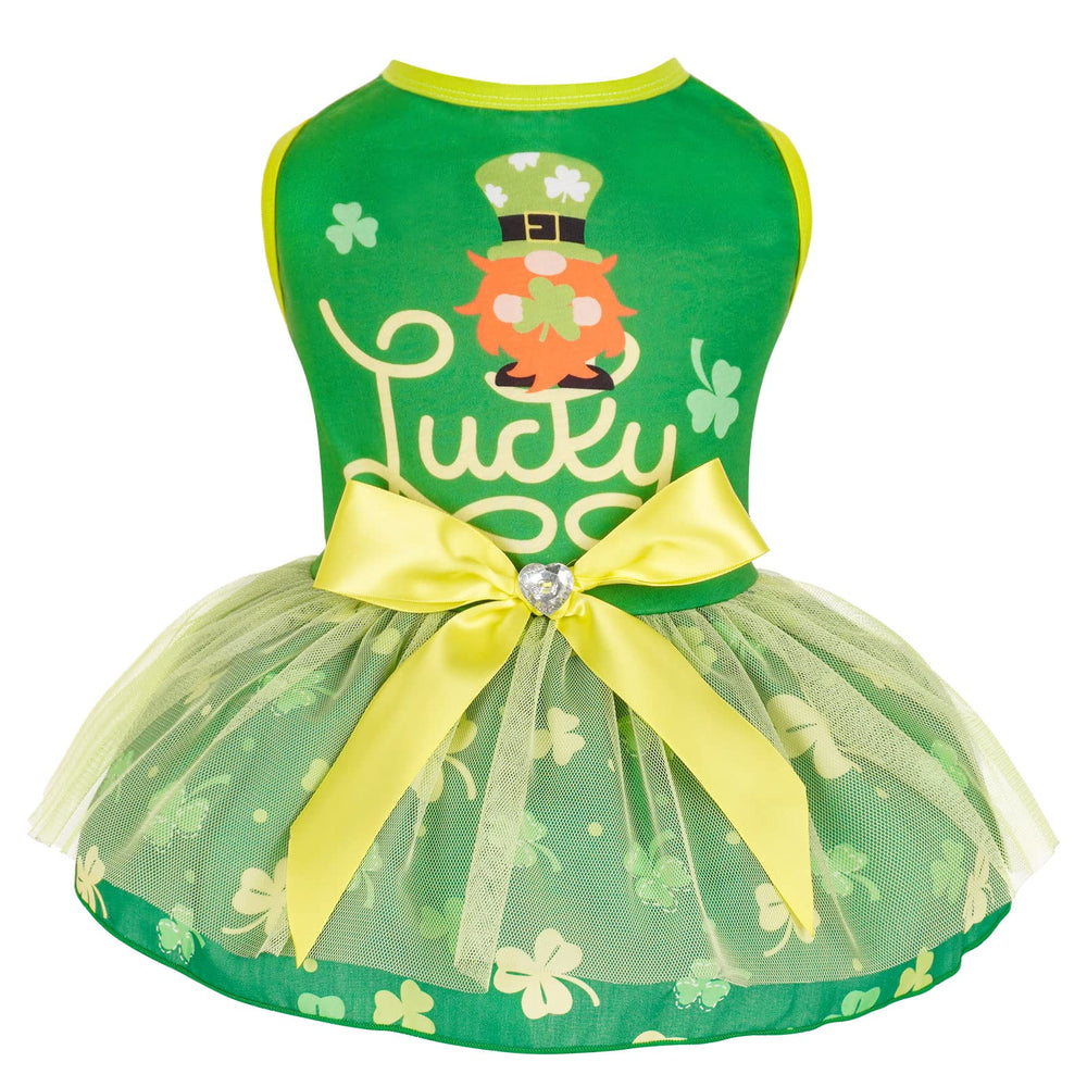 cyeollo vestido para perro San Patricio, tul verde ligero para paseos festivos.