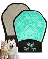 Guante Cykurys para pelo de mascotas con cepillo de silicona y masaje suave.