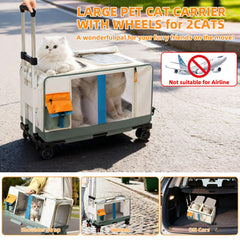 Portador con dos compartimentos de D LIAN DONG para dos gatos durante viajes.