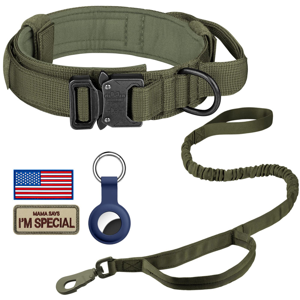 Collar táctico DAGANXI de nylon ajustable para perros grandes, resistente y cómodo.