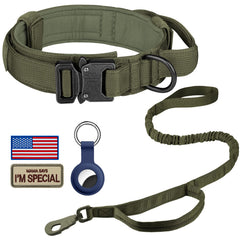 Collar táctico DAGANXI de nylon ajustable para perros grandes, resistente y cómodo.